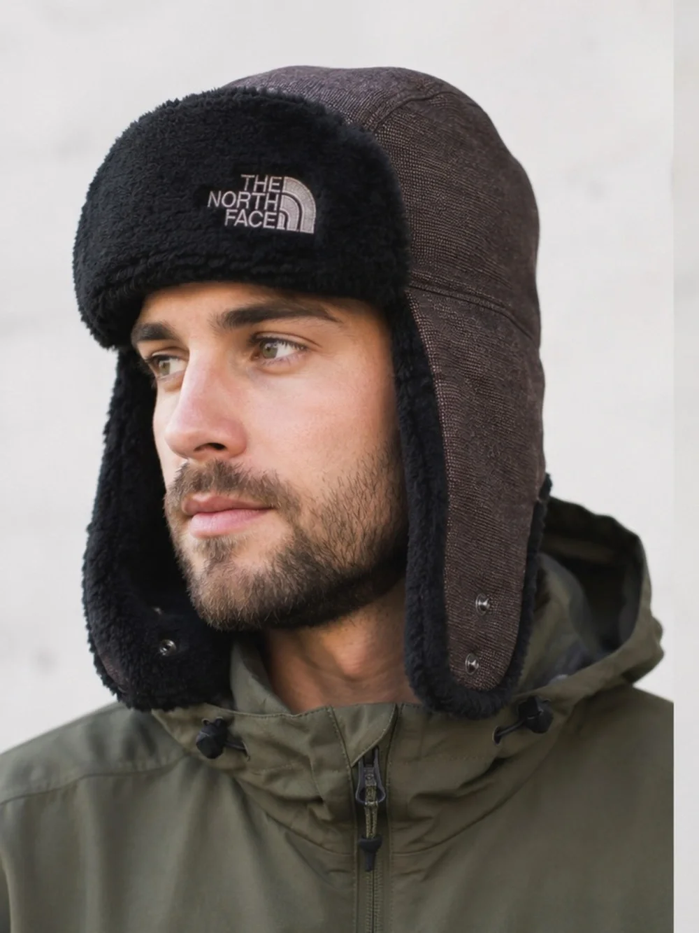 The North Face Trapper Hat Brown Insulated Faux Fur Ear Flap Winter